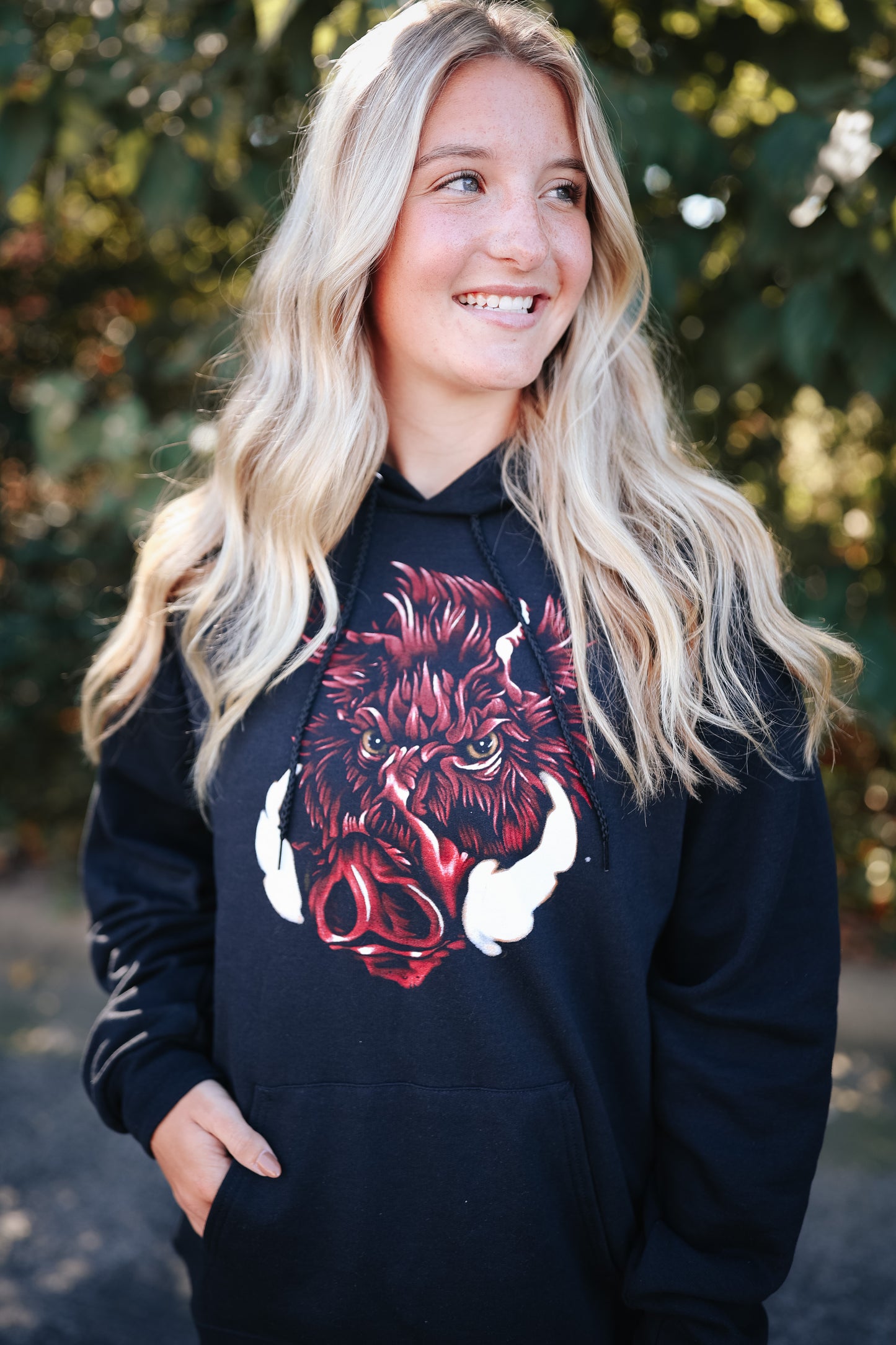 Black Boar Long Sleeve Hoodie