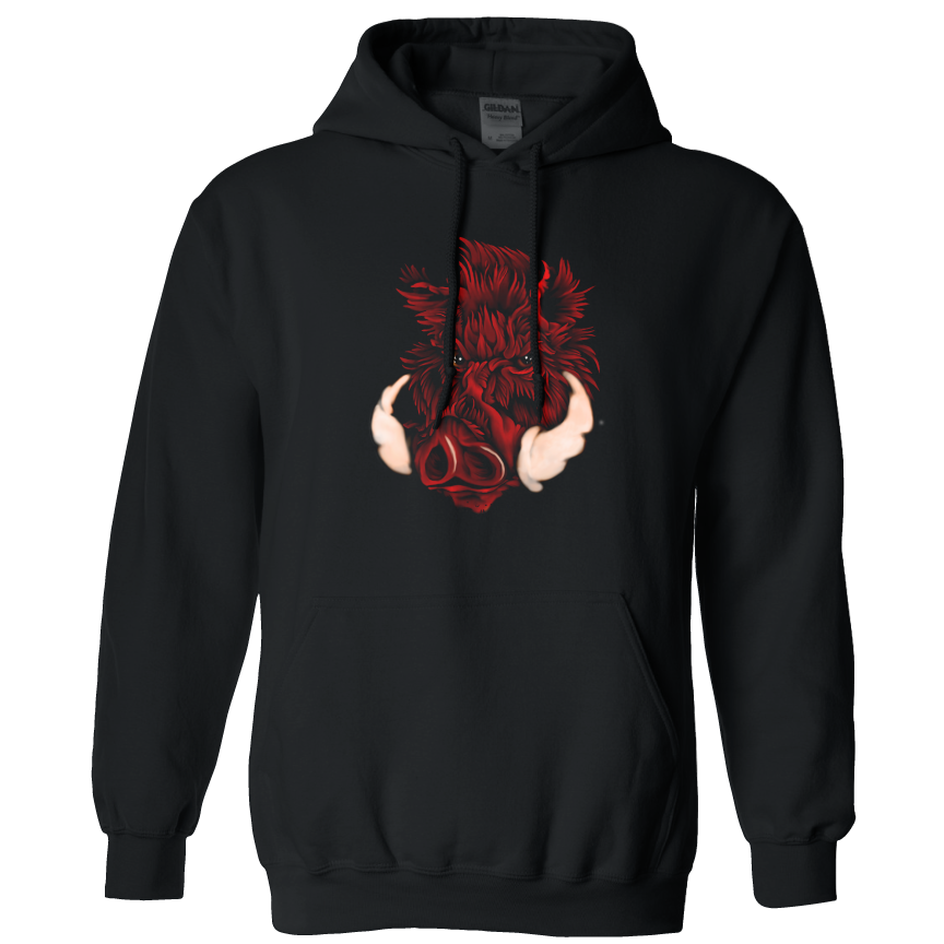 Black Boar Long Sleeve Hoodie